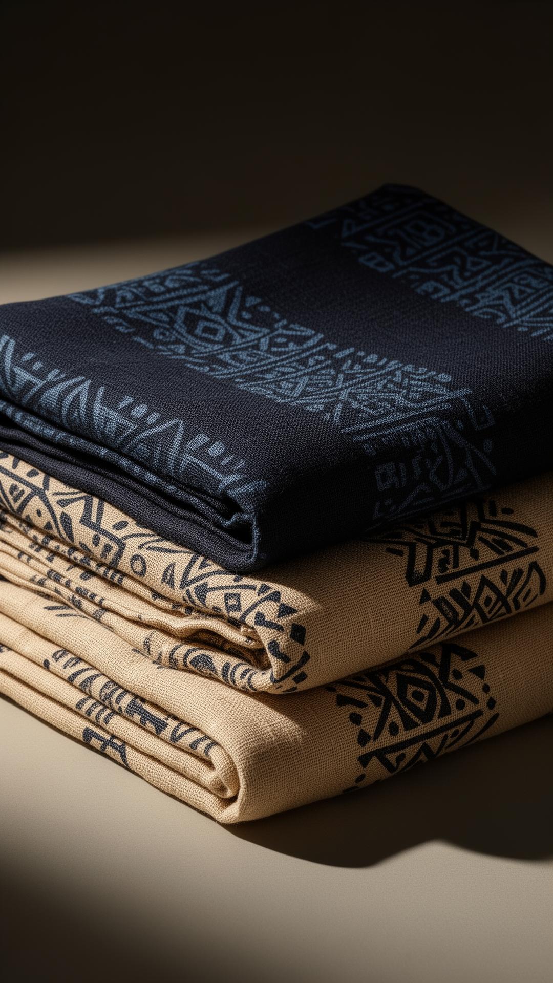Tissus pliés aux motifs Adinkra